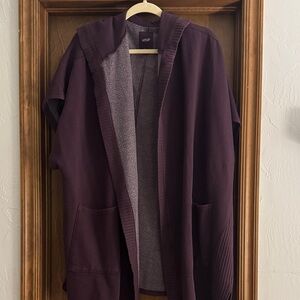 Aerie hooded fleece cape cool berry
